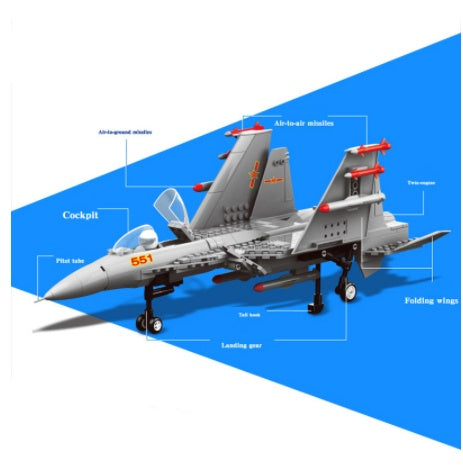 Combat helicopter model inserting blocks