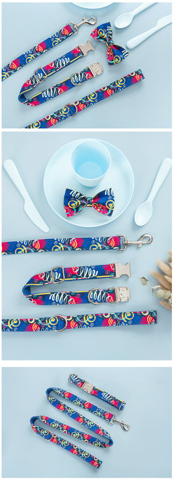 Dog Collar Pet Leash Dog Bow Set Dog Collar Pet Leash Dog Bow Set