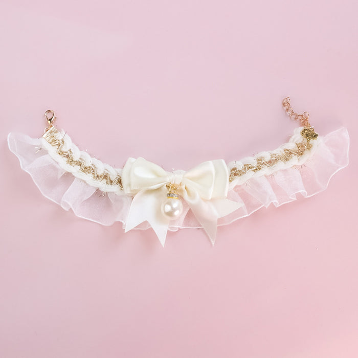 New Lace Elastic Bow Pet Collar