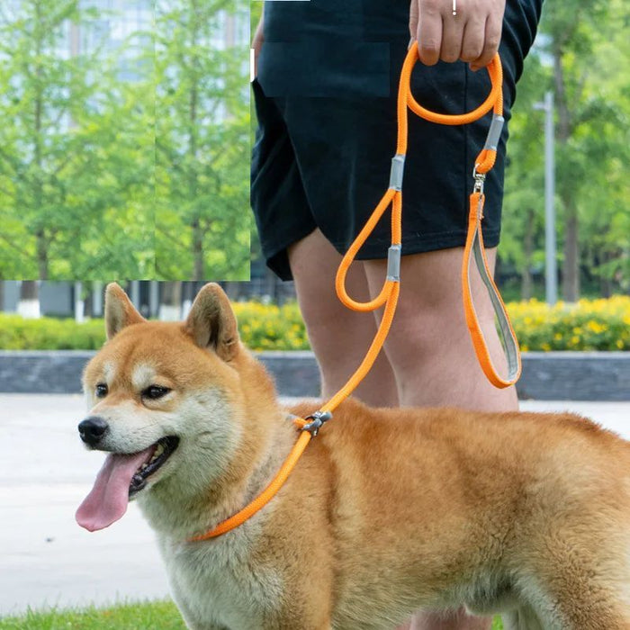 Dog Leash Slip Chains Collar Leads Strong Double Handle Nylon Rope No Pull Pet Training Leash For Small Dogs Puppy Traction Rope 1.4m