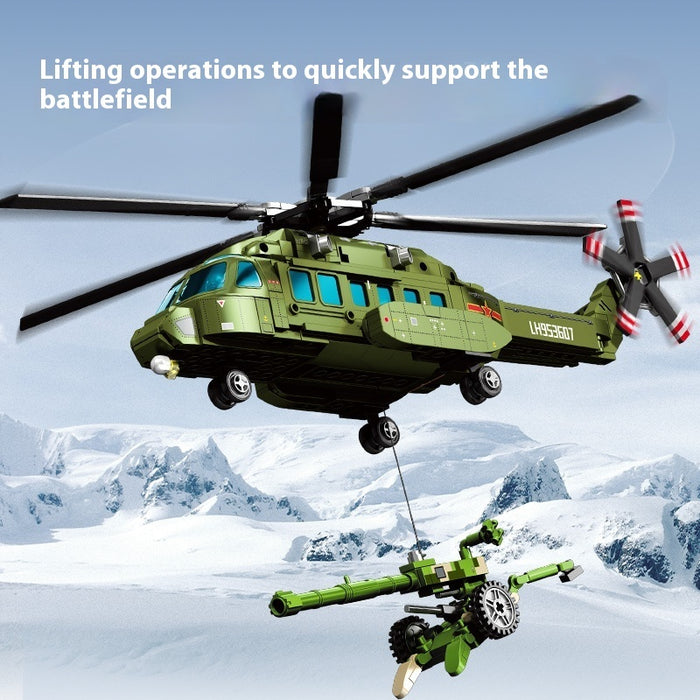 Military Straight 8L Multi-purpose Helicopter Assembly Model Boy Small Particles Assembled Building Block Toys